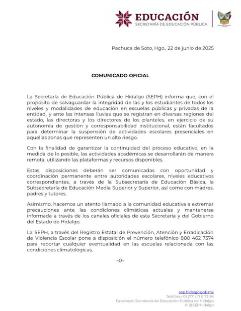Comunicado SEPH