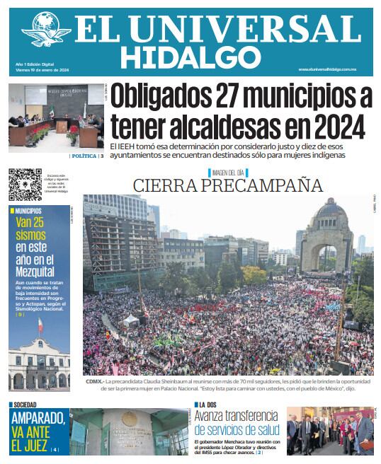 Portada El Universal Hidalgo 190124