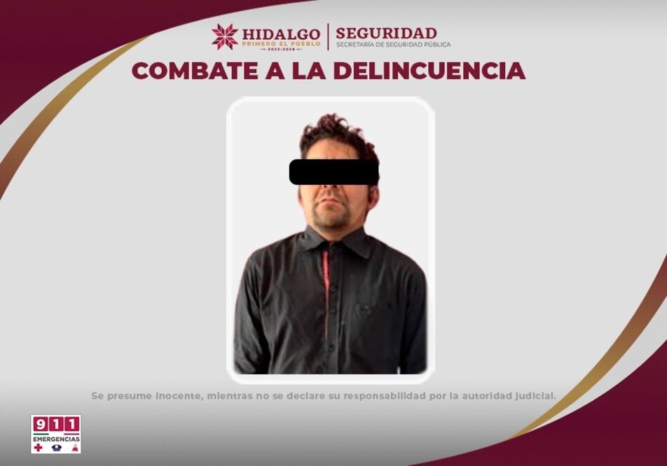 Detenido presunto asaltante en Tizayuca | Foto: SSPH