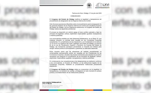 Congreso de Hidalgo defiende designación de contralora del IEEH y asegura apego a la legalidad