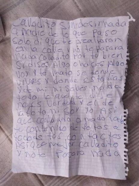 Carta que le dejaba José Roberto, violador serial a sus víctimas | Foto: Especial