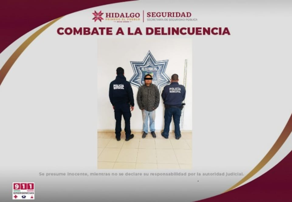 Detenido en flagrancia en Tulancingo | Foto: SSPH