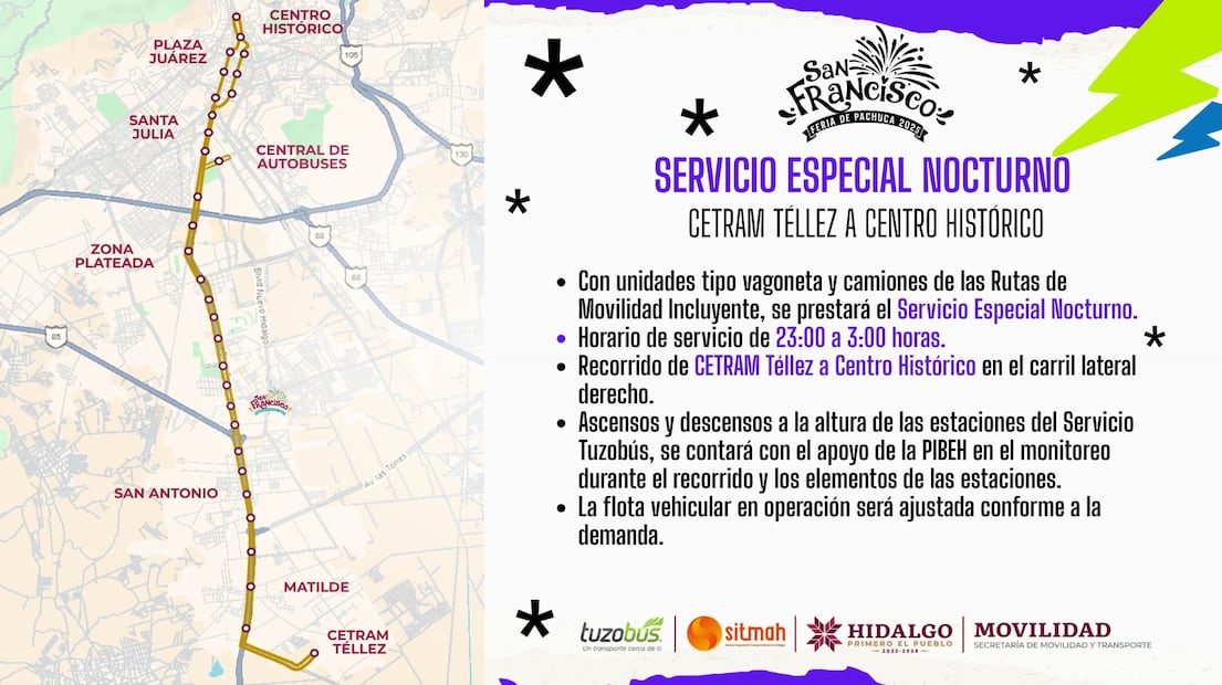 Refuerzan transporte público por Feria de San Francisco Pachuca 2025 | Cortesía: Movilidad Hidalgo