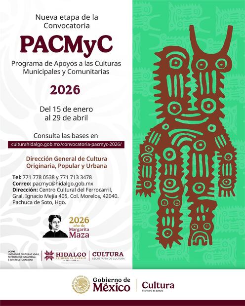 Lanzan convocatoria PACMyC 2026 para fortalecer las culturas comunitarias en Hidalgo | Cortesía: Cultura Hidalgo