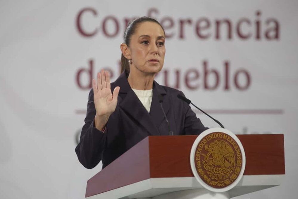 La presidenta Claudia Sheinbaum durante su conferencia matutina desde Palacio Nacional. Foto: Agencia EL UNIVERSAL/Carlos Mejía/RDB.