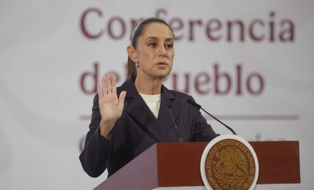 La presidenta Claudia Sheinbaum durante su conferencia matutina desde Palacio Nacional. Foto: Agencia EL UNIVERSAL/Carlos Mejía/RDB.