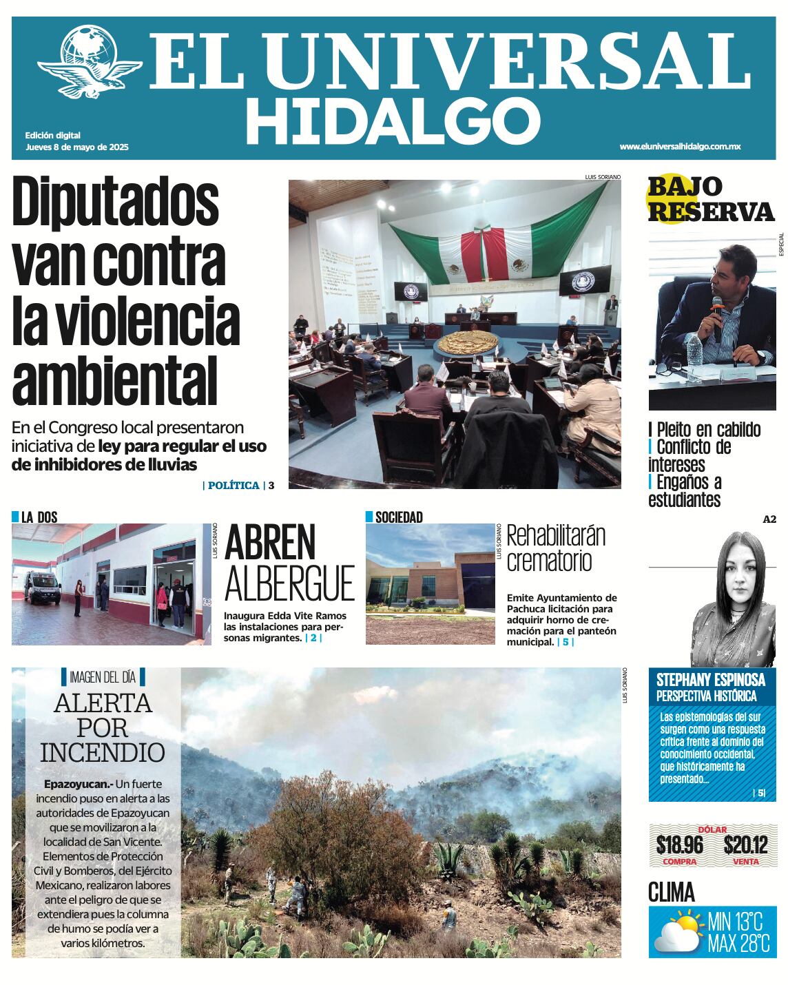 Portada El Universal Hidalgo 080525