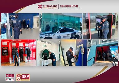 Refuerzan operativos de seguridad en bancos y cajeros de Hidalgo