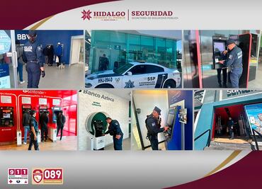 Refuerzan operativos de seguridad en bancos y cajeros de Hidalgo