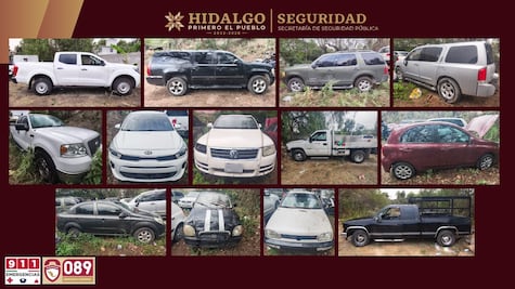 Catean predio en Tepetitlán; hallan armas, droga y vehículos robados