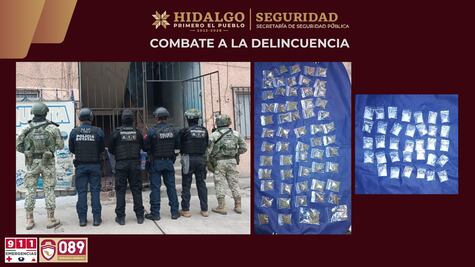 Cateo en Pachuca deja dos detenidos y el aseguramiento de más de 500 dosis de droga