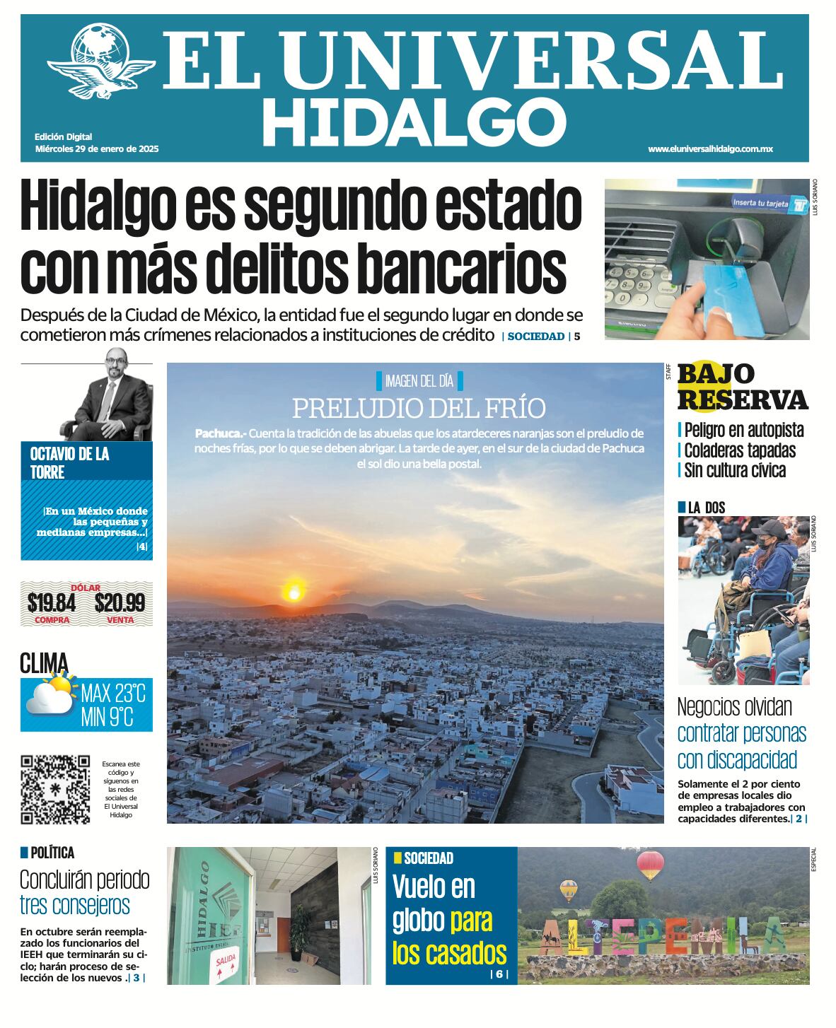Portada EL UNIVERSAL HIDALGO 290125