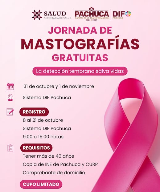 DIF Pachuca impulsa jornada gratuita de mastografías para prevenir el cáncer de mama |Facebook: Mariana Mayen Lozada