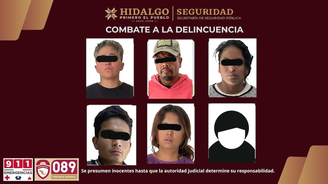 Cae presunta banda dedicada al robo de motocicletas en Tizayuca; hay seis detenidos | Fotos: SSPH