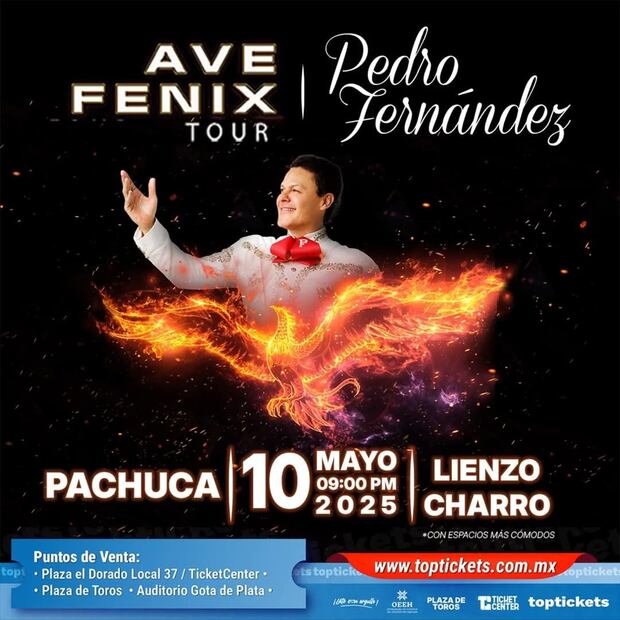 Pedro Fernández llega a Pachuca con su Ave Fénix Tour en mayo 2025 | TopTickets