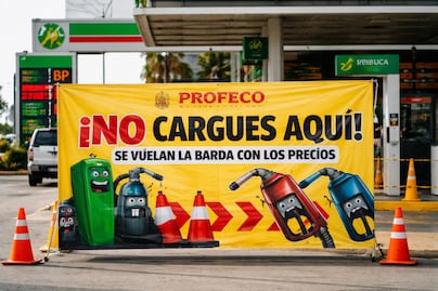 Profeco exhibe gasolineras caras en Pachuca; colocan primera lona de advertencia