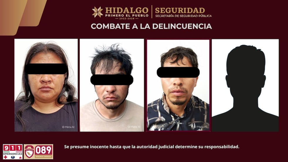 Detienen a cuatro personas con arma y presunta droga en Tezontepec de Aldama