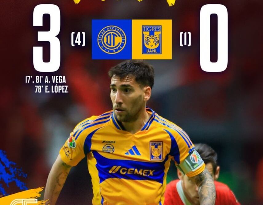 Toluca golea a Tigres y avanza a la final de la Liga MX*
