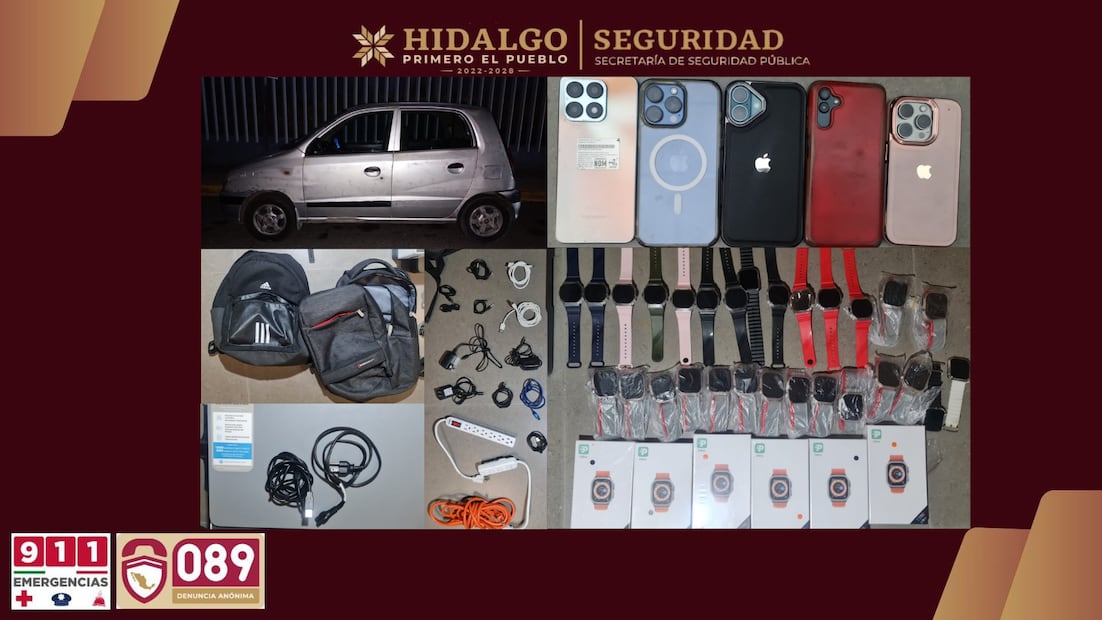 Cae presunta banda de extorsionadores que operaba con falsas ofertas turísticas en Pachuca | fotos: SSPH