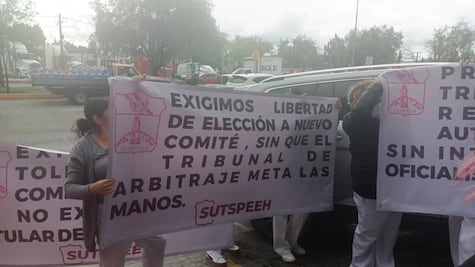Trabajadores del SUTSPEEH exigen renovación sindical frente a la Secretaría del Trabajo