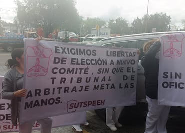Trabajadores del SUTSPEEH exigen renovación sindical frente a la Secretaría del Trabajo