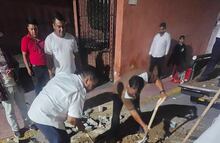 Transportistas inician reparaciones de socavón en Ixmiquilpan