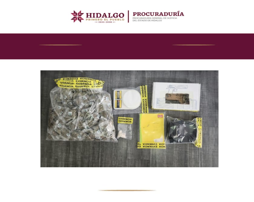Detienen a dos hombres con presunta droga y un arma en Atitalaquia | Fotos: PGJEH