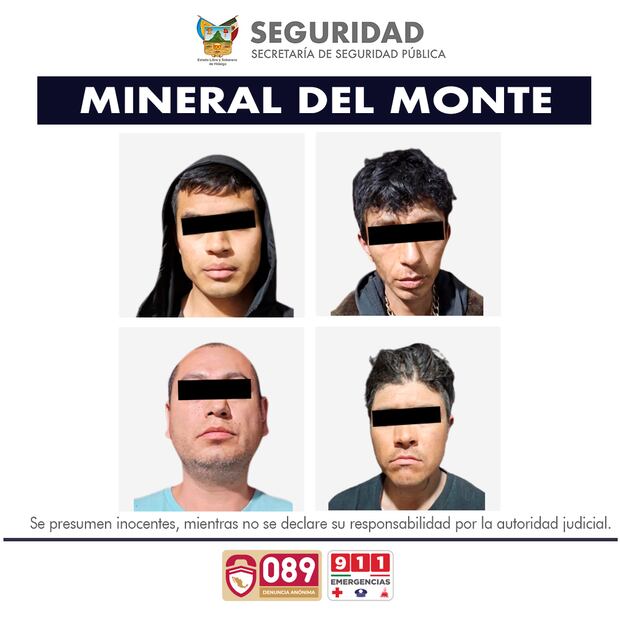 Aseguran cuatro personas y miles de dosis de droga  en Mineral del Monte | Fotos: SSPH