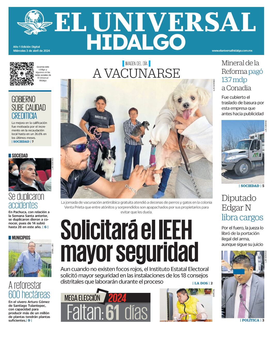 Portada El Universal Hidalgo 030424