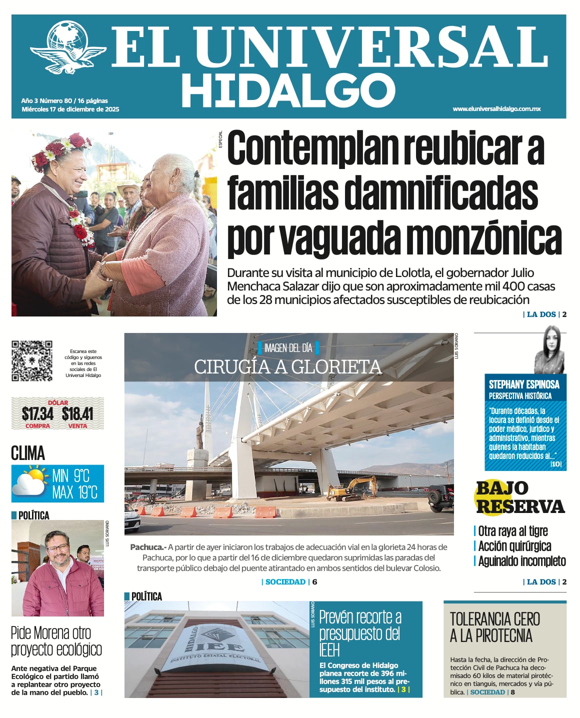 Portada El Universal Hidalgo 171225