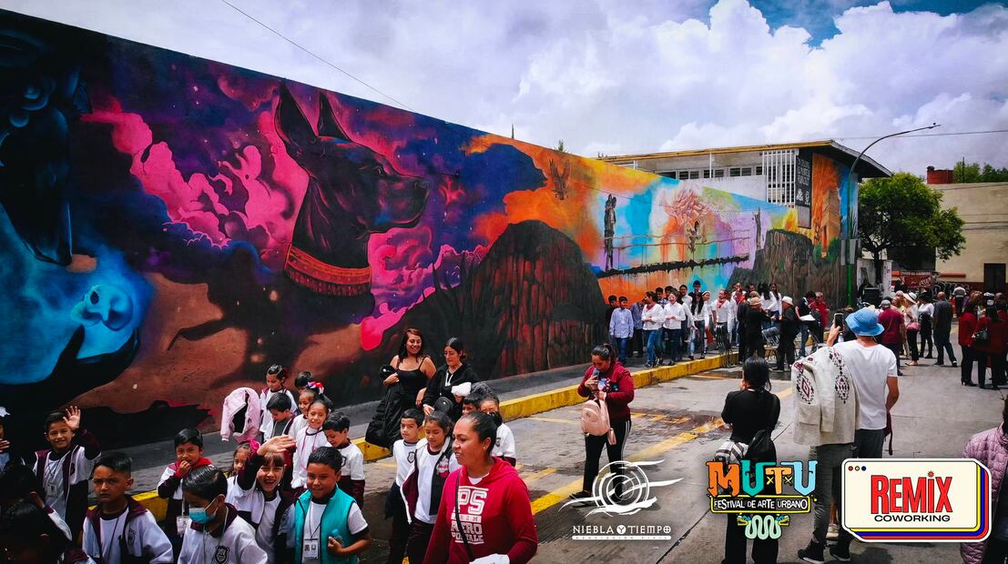 Huapalcalco celebra su primer aniversario como Zona de Monumentos Arqueológicos con un gran mural | Facebook: Niebla y Tiempo A. C.