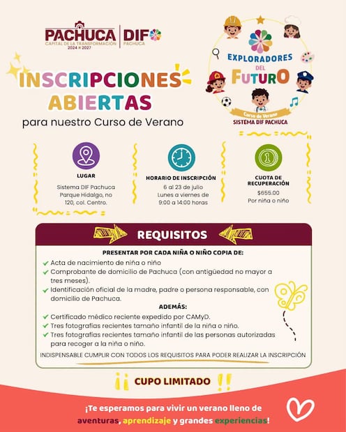 DIF Pachuca abre registro para curso de verano dirigido a niños | Cortesía: DIF Pachuca