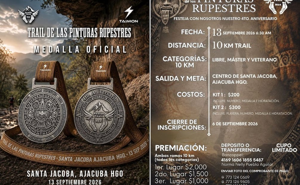 ¿Correr entre pinturas rupestres? Cortesías: Turismo Hidalgo