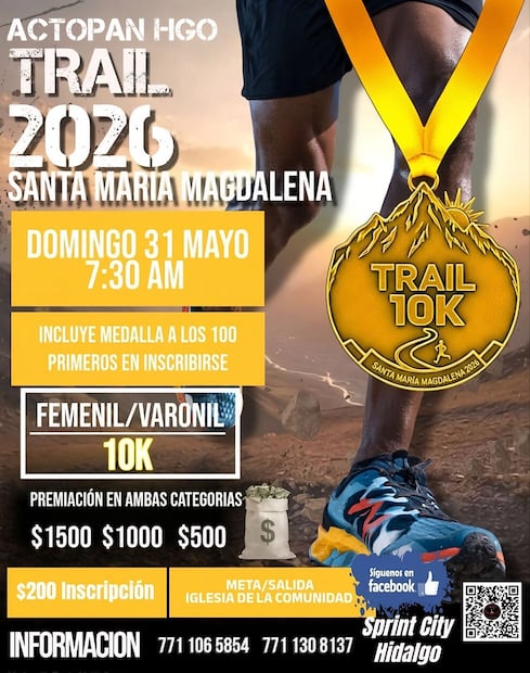 Actopan apuesta por el turismo deportivo con carrera trail en Santa María Magdalena  | Cortesía: Turismo Hidalgo