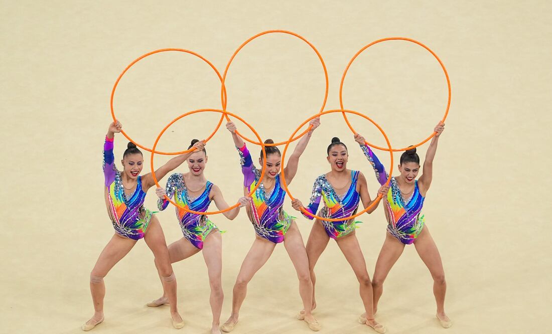 Gran resultado para el conjunto de gimnasia rítmica, finaliza en el sitio 12 del all around luego de las rutinas de 5 Aros y la de 3 listones y 2 pelotas en los Juegos Olímpicos I Foto: ESpecial