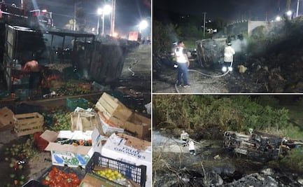 Ardió camioneta cargada de frutas y verduras