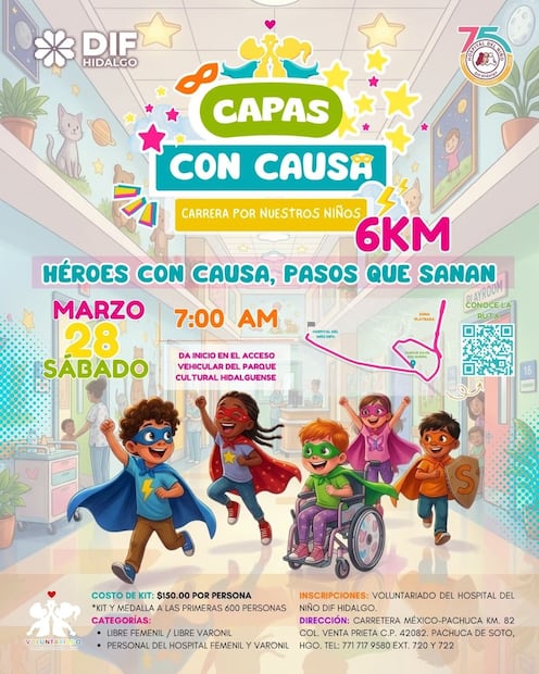 Pachuca corre por la infancia; anuncian carrera con causa en apoyo a pacientes del DIF | Facebook: Dif Hidalgo