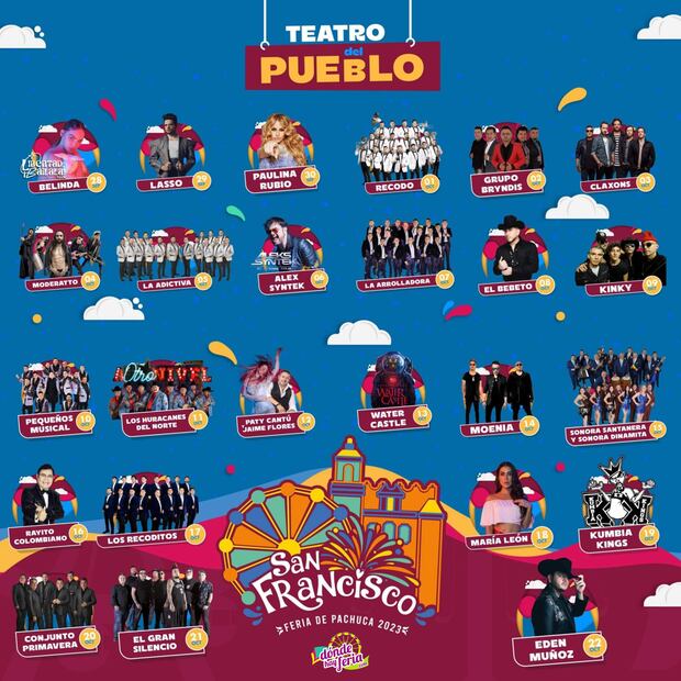 Cartelera de la Feria San Francisco 2023 de Pachuca Hidalgo