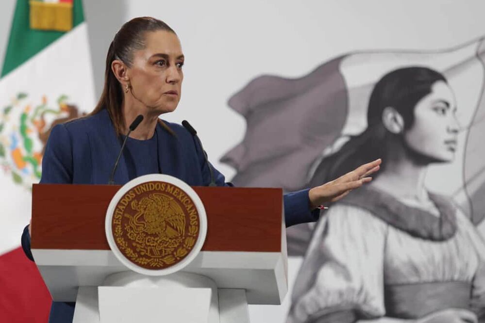 La presidenta Claudia Sheinbaum durante su conferencia matutina desde Palacio Nacional. Foto: Agencia EL UNIVERSAL/Carlos Mejía/RDB.