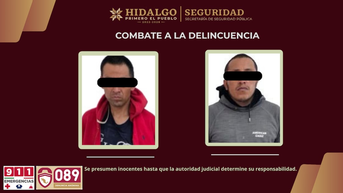 Caen dos presuntos narcomenudistas tras persecución en Actopan | Foto: SSPH
