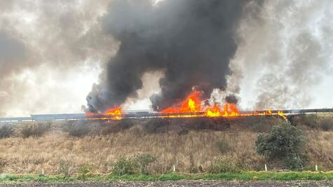 Se incendia tráiler sobre Arco Norte y genera caos vehicular