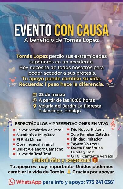 Convocan en Tulancingo a evento solidario para apoyar a joven que perdió ambas manos | Cortesía