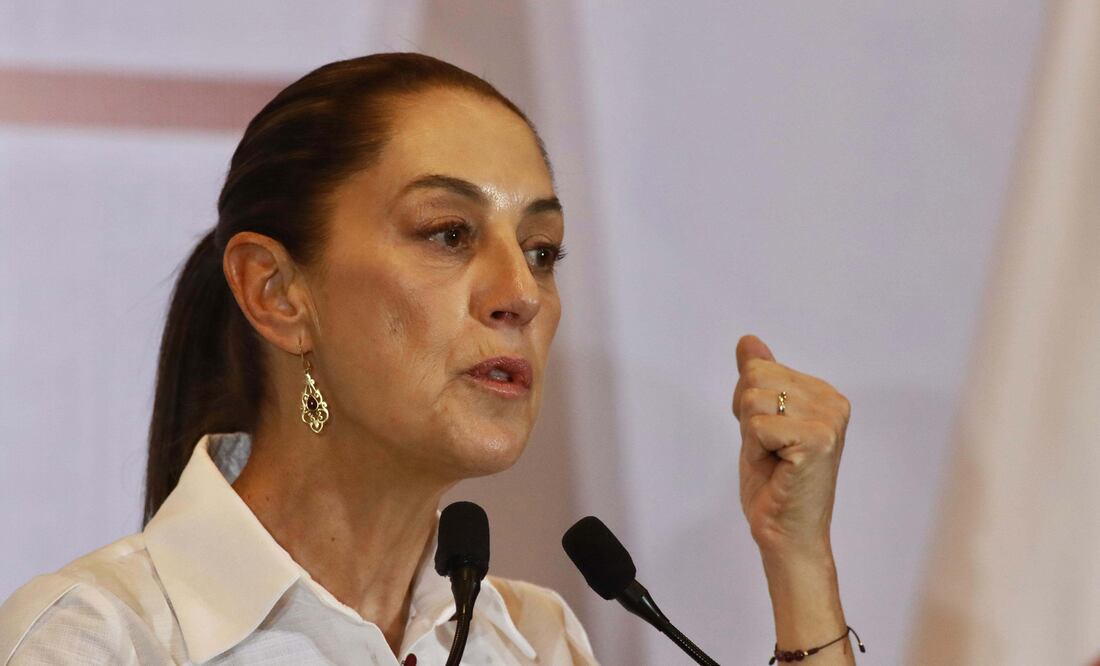 EUM20240302POL05.JPG 
CIUDAD JUÁREZ, Chih. Elections/Elecciones-Sheinbaum.- 2 de marzo de 2024. Claudia Sheinbaum, candidata a la Presidencia por Morena, en conferencia de prensa en Ciudad Juárez, Chihuahua. Foto: Agencia EL UNIVERSAL/Christian Torres/EELG