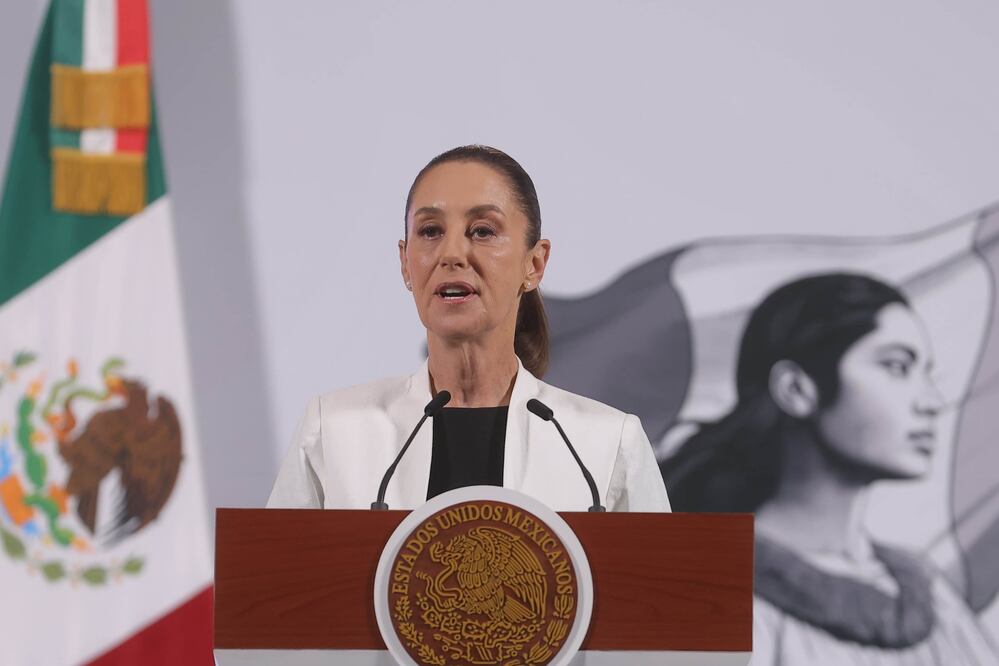 La presidenta Claudia Sheinbaum durante su conferencia matutina desde Palacio Nacional. Foto: Agencia EL UNIVERSAL/Gabriel Pano/RDB.