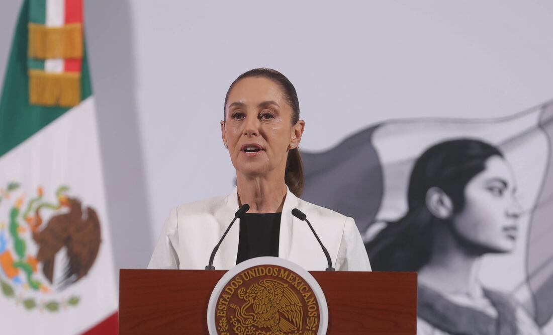 La presidenta Claudia Sheinbaum durante su conferencia matutina desde Palacio Nacional. Foto: Agencia EL UNIVERSAL/Gabriel Pano/RDB.