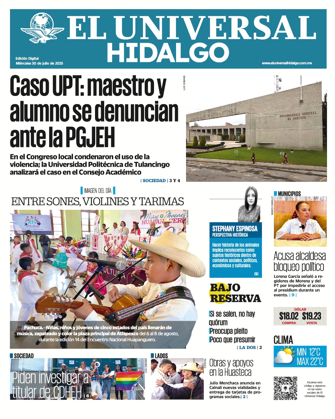Portada El Universal Hidalgo 300725