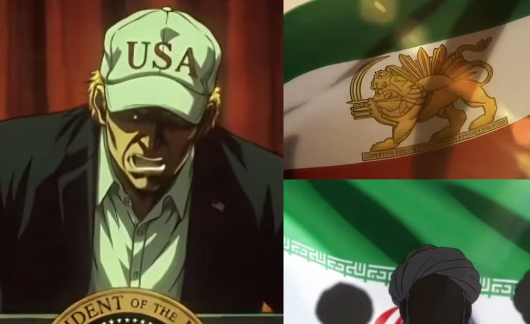 Lanzan anime de ataque de EU e Israel contra Irán; videos se viralizan en redes sociales. Foto: X