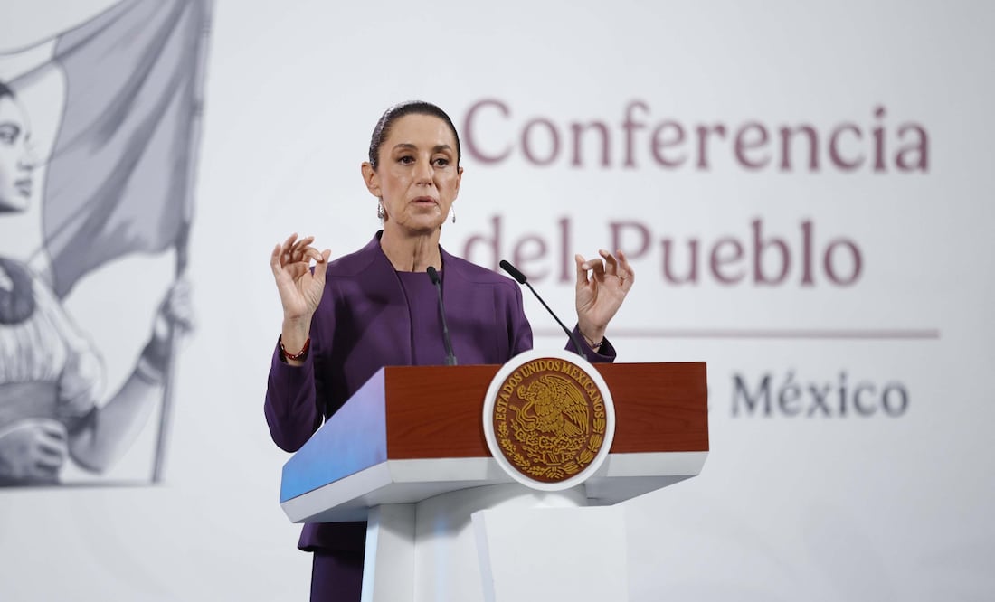 La presidenta Claudia Sheinbaum durante su conferencia matutina desde Palacio Nacional. Foto: Agencia EL UNIVERSAL/Diego Simón Sánchez/RDB.
