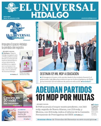 Portada El Universal Hidalgo 1/9/26