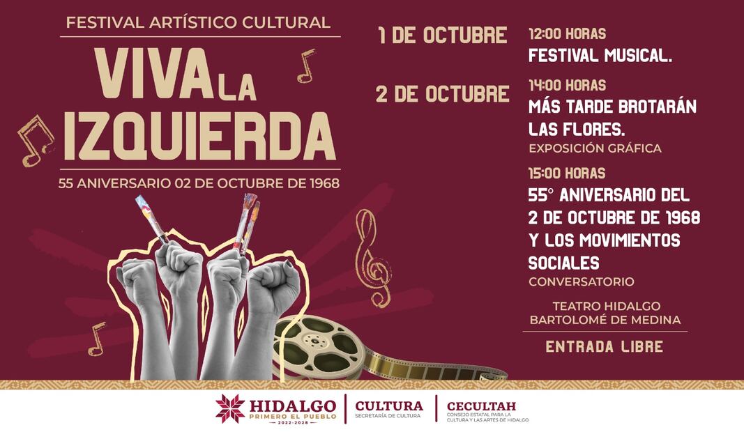 Realizarán Festival Viva la Izquierda en homenaje a la memoria de la Matanza de Tlatelolco | Cortesía